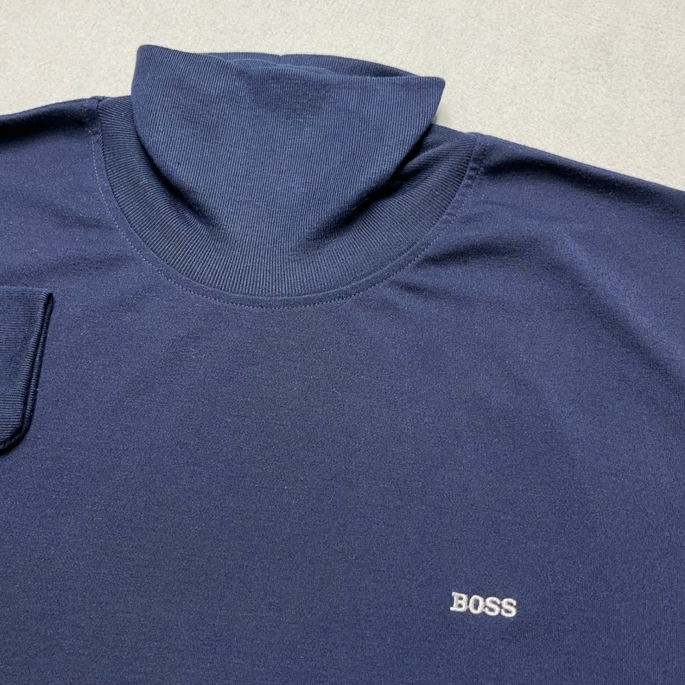 Hugo Boss Life Style Mens Navy Blue 100%‎ Cotton Turtleneck Long Sleeve Top XL